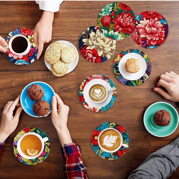 8 PCS Diamond Painting Coasters with Holder - Picture 4 of 6